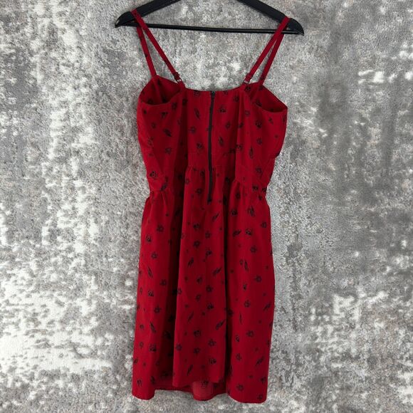 Hot Topic Sz M Red Pirate Print Dress Flare Rockabilly Pin-Up Goth Y2K - Picture 3 of 9